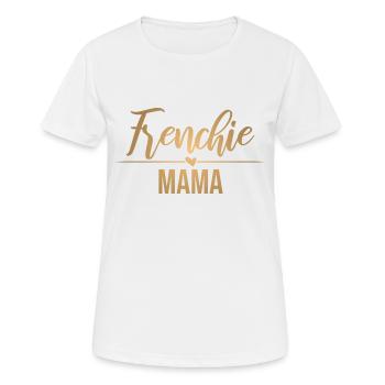 Frenchie Französische French Bulldog Mama Herz - Frauen T-Shirt atmungsaktiv - Weiß - Vorne - AI Model Female 172 dark (172cm)