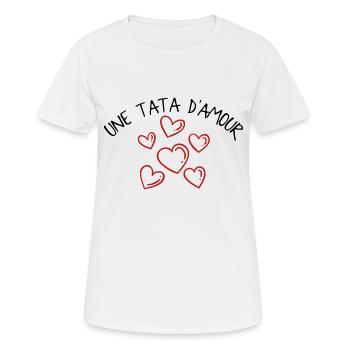 Une Tata d'Amour - T-shirt respirant Femme - blanc - Devant - AI Model Female 172 dark (172cm)