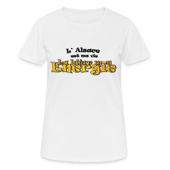 L Alsace est ma Vie La bière mon énergie - T-shirt respirant Femme - blanc - Devant - AI Model Female 172 dark (172cm)