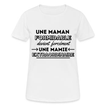 Mamie Cadeau futur Mamie Formidable Humour Annonce - T-shirt respirant Femme - blanc - Devant - AI Model Female 172 dark (172cm)