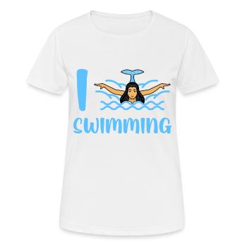 Ich liebe Schwimmen, ich liebe Schwimmen, Pool, Schwimmen - Frauen T-Shirt atmungsaktiv - Weiß - Vorne - AI Model Female 172 dark (172cm)