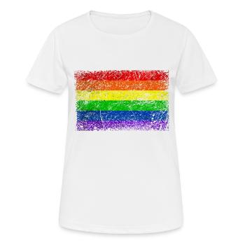 Drapeau arc-en-ciel Vintage - T-shirt respirant Femme - blanc - Devant - AI Model Female 172 dark (172cm)