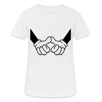 Les pouces de salutation touchent les amis - T-shirt respirant Femme - blanc - Devant - AI Model Female 172 dark (172cm)