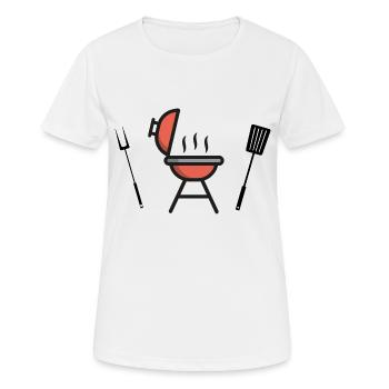 Icône de la saison des barbecues grill - T-shirt respirant Femme - blanc - Devant - AI Model Female 172 dark (172cm)