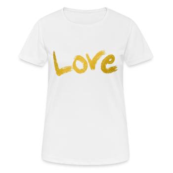 Love Text Gold - Women's Breathable T-Shirt - white - Front - AI Model Female 172 dark (172cm)