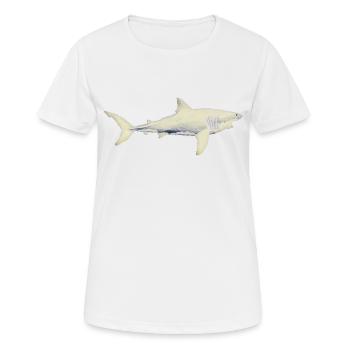 Grands requins blancs requins de mer ailerons de requin silhouette de l’océan01 - T-shirt respirant Femme - blanc - Devant - AI Model Female 172 dark (172cm)