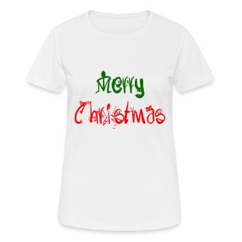 Frohe Weihnachten. Frohe Weihnachten - Frauen T-Shirt atmungsaktiv - Weiß - Vorne - AI Model Female 172 dark (172cm)