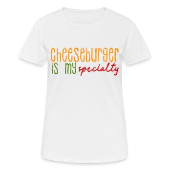 Le cheeseburger est ma spécialité 3 - T-shirt respirant Femme - blanc - Devant - AI Model Female 172 dark (172cm)