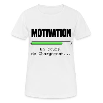 Motivation en cours de chargement - T-shirt respirant Femme - blanc - Devant - AI Model Female 172 dark (172cm)