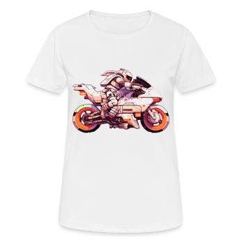 Machine de course de moto dans le futur avec pilote - T-shirt respirant Femme - blanc - Devant - AI Model Female 172 dark (172cm)