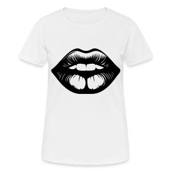 Lips, mouth, kissing lips - Women's Breathable T-Shirt - white - Front - AI Model Female 172 dark (172cm)