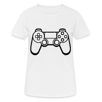 Manette de jeu de jeux vidéo - T-shirt respirant Femme - blanc - Devant - AI Model Female 172 dark (172cm)