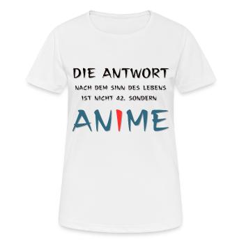Sinn des Lebens, Anime - Frauen T-Shirt atmungsaktiv - Weiß - Vorne - AI Model Female 172 dark (172cm)