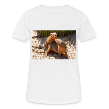 Zwergmangusten Helogale - Frauen T-Shirt atmungsaktiv - Weiß - Vorne - AI Model Female 172 dark (172cm)