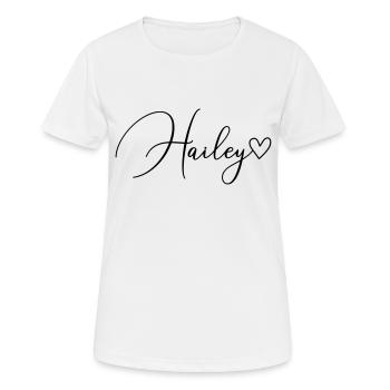Hailey Last Name First Name Girl - Women's Breathable T-Shirt - white - Front - AI Model Female 172 dark (172cm)