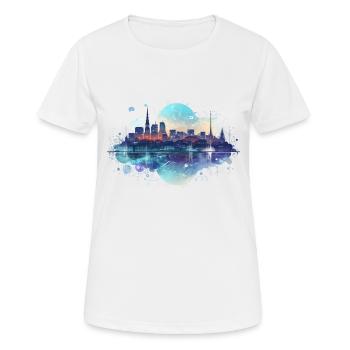 Digital City - Frauen T-Shirt atmungsaktiv - Weiß - Vorne - AI Model Female 172 dark (172cm)