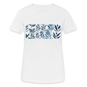 Blaues botanisches Muster - Frauen T-Shirt atmungsaktiv - Weiß - Vorne - AI Model Female 172 dark (172cm)