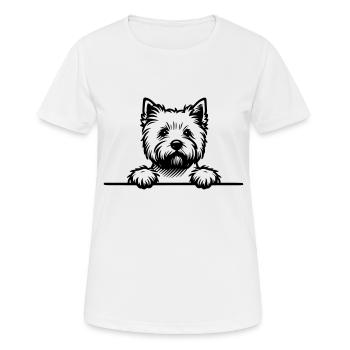 Peeking Westie - Vecteur West Highland Terrier - T-shirt respirant Femme - blanc - Devant - AI Model Female 172 dark (172cm)