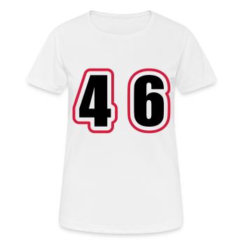 46 Nombre Collège - T-shirt respirant Femme - blanc - Devant - AI Model Female 172 dark (172cm)