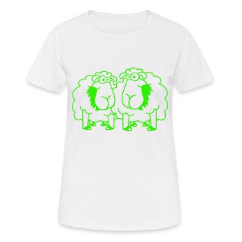 Two Sheep Eating Grass 2 Friends Team Hungry - Women's Breathable T-Shirt - white - Front - AI Model Female 172 dark (172cm)