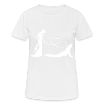 Hochzeit Brautpaar Leine Herz - Frauen T-Shirt atmungsaktiv - Weiß - Vorne - AI Model Female 172 dark (172cm)