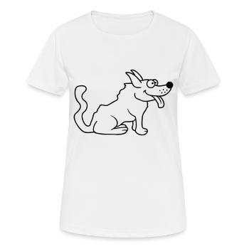 Dear dog sticks out his tongue happily - Women's Breathable T-Shirt - white - Front - AI Model Female 172 dark (172cm)