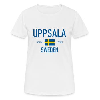 Uppsala - Suède - Sverige - Coordonnées du drapeau - T-shirt respirant Femme - blanc - Devant - AI Model Female 172 dark (172cm)