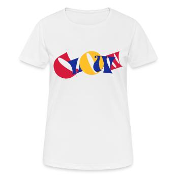 Clown Bunte Buchstaben Text Logo Witzig Lustig - Frauen T-Shirt atmungsaktiv - Weiß - Vorne - AI Model Female 172 dark (172cm)