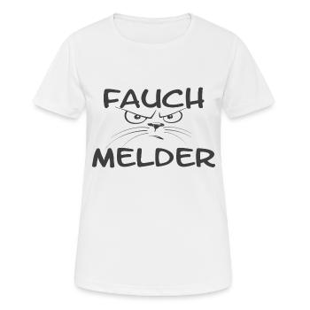 "Fauch detector" chat gris - T-shirt respirant Femme - blanc - Devant - AI Model Female 172 dark (172cm)