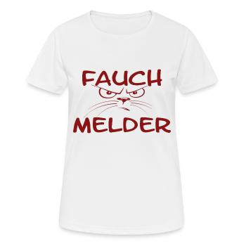 "Fauch détecteur" chat rouge - T-shirt respirant Femme - blanc - Devant - AI Model Female 172 dark (172cm)