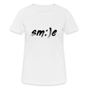 Sourire sourire sourire smiley - T-shirt respirant Femme - blanc - Devant - AI Model Female 172 dark (172cm)