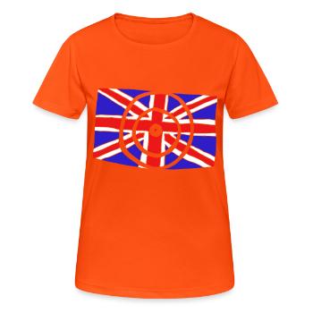 Grossbritannien Zielscheibe Dart WM - Frauen T-Shirt atmungsaktiv - Neonorange - Vorne - AI Model Female 172 dark (172cm)