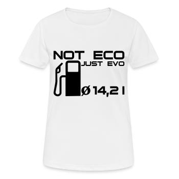 Not Eco - Just Evo - Frauen T-Shirt atmungsaktiv - Weiß - Vorne - AI Model Female 172 dark (172cm)