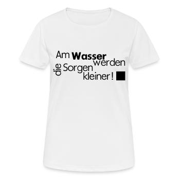 wasser - Frauen T-Shirt atmungsaktiv - Weiß - Vorne - AI Model Female 172 dark (172cm)