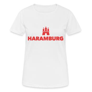 Haramburg - Frauen T-Shirt atmungsaktiv - Weiß - Vorne - AI Model Female 172 dark (172cm)