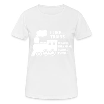 J'aime les trains - T-shirt respirant Femme - blanc - Devant - AI Model Female 172 dark (172cm)