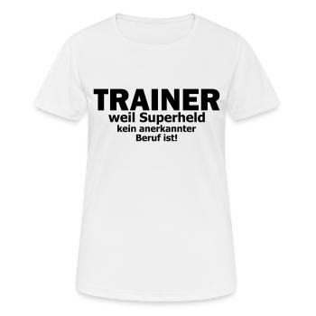 Trainer - Frauen T-Shirt atmungsaktiv - Weiß - Vorne - AI Model Female 172 dark (172cm)