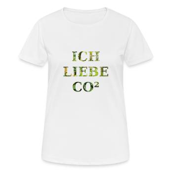 Ich liebe co2 - Frauen T-Shirt atmungsaktiv - Weiß - Vorne - AI Model Female 172 dark (172cm)