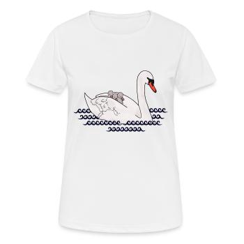 Swan with cubs - Women's Breathable T-Shirt - white - Front - AI Model Female 172 dark (172cm)