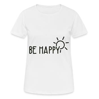 be happy - Women's Breathable T-Shirt - white - Front - AI Model Female 172 dark (172cm)