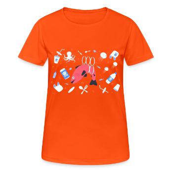 Plastic Stop - Women's Breathable T-Shirt - neon orange - Front - AI Model Female 172 dark (172cm)