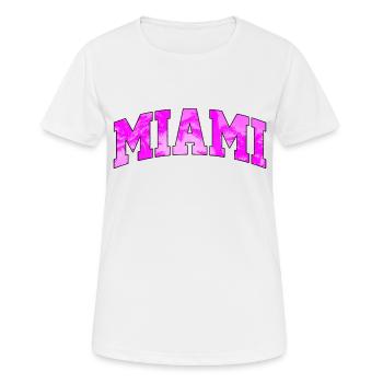 Miami-Logo: College-Design mit tropischem Flair - Frauen T-Shirt atmungsaktiv - Weiß - Vorne - AI Model Female 172 dark (172cm)