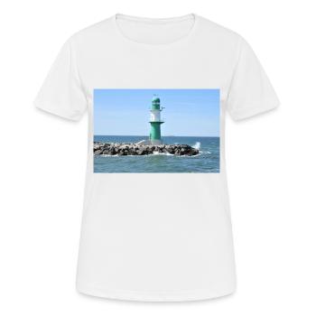 Molenfeuer im Hafen von Warnemünde - Frauen T-Shirt atmungsaktiv - Weiß - Vorne - AI Model Female 172 dark (172cm)