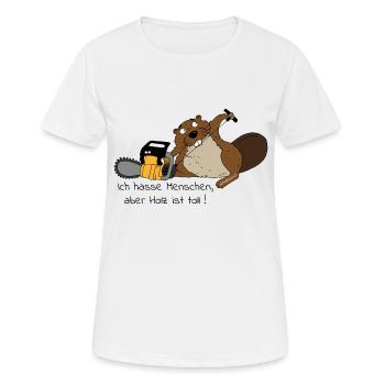 Ich hasse Menschen, aber Holz ist toll... - Frauen T-Shirt atmungsaktiv - Weiß - Vorne - AI Model Female 172 dark (172cm)