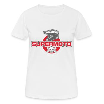 SUPER MOTO Casque Singe rouge - T-shirt respirant Femme - blanc - Devant - AI Model Female 172 dark (172cm)