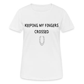 Keeping my fingers crossed Hufeisen - Frauen T-Shirt atmungsaktiv - Weiß - Vorne - AI Model Female 172 dark (172cm)