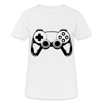 Manette de jeu de jeux vidéo - T-shirt respirant Femme - blanc - Devant - AI Model Female 172 dark (172cm)