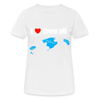 Je les aime tous - Îles Baléares - T-shirt respirant Femme - blanc - Devant - AI Model Female 172 dark (172cm)