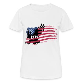 Amérique 1776, Liberté, Justice et Unité, - T-shirt respirant Femme - blanc - Devant - AI Model Female 172 dark (172cm)