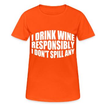 Je bois du vin de manière responsable, je n’en renverse pas 4 - T-shirt respirant Femme - orange néon - Devant - AI Model Female 172 dark (172cm)
